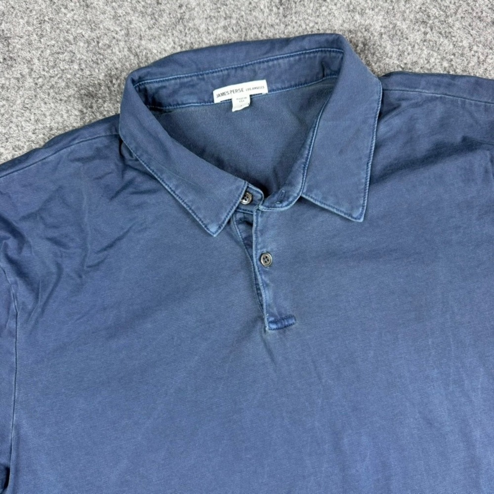 James Perse Sueded Jersey Polo Shirt Mens 4 XL Blue Cotton Short Sleeve USA